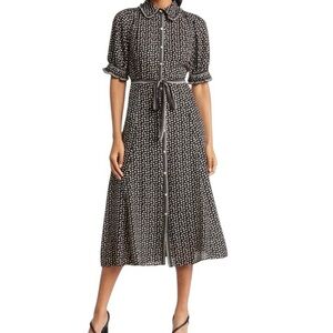 Max Studio Black and White Polka Dot Midi Dress